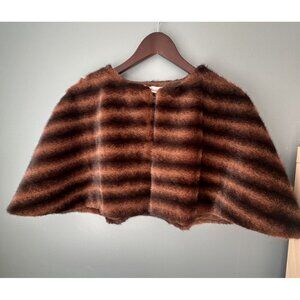 $299 NWT La Fiorentina Brown Faux Fur Capelet Cape Luxurious *tiny flaw*